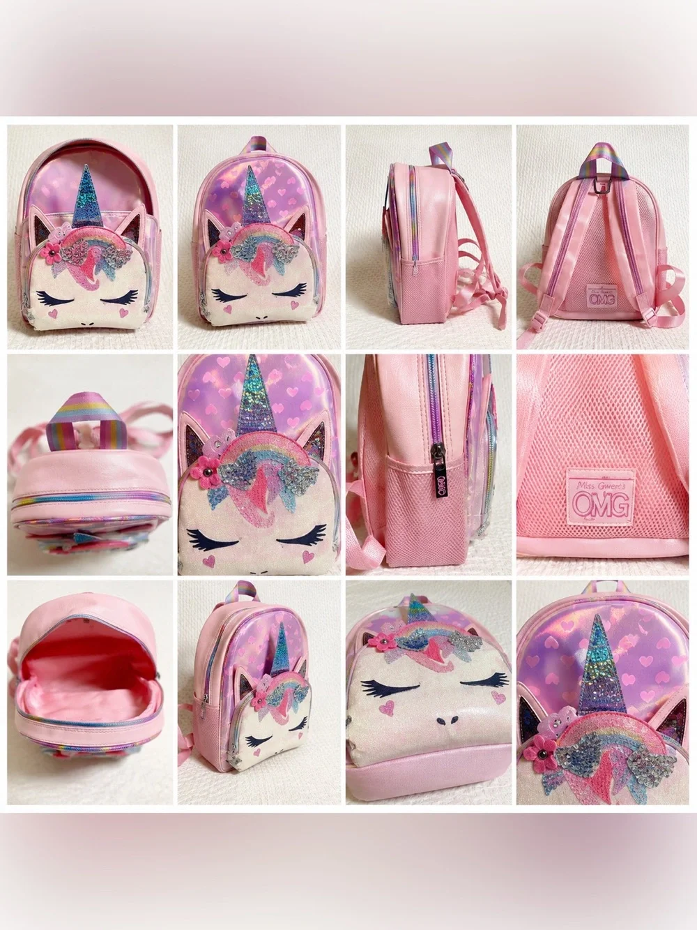 Miss Gwen’s OMG Pink Unicorn Mini Backpack Glitter Kids School Book Bag